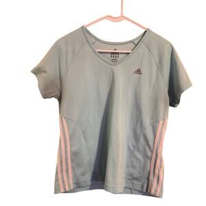 Adidas Lightweight Climalite workout shirt in light blue/white sz L